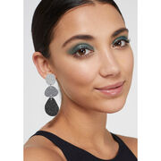 Silver, grey and black triple glitter drop earrings